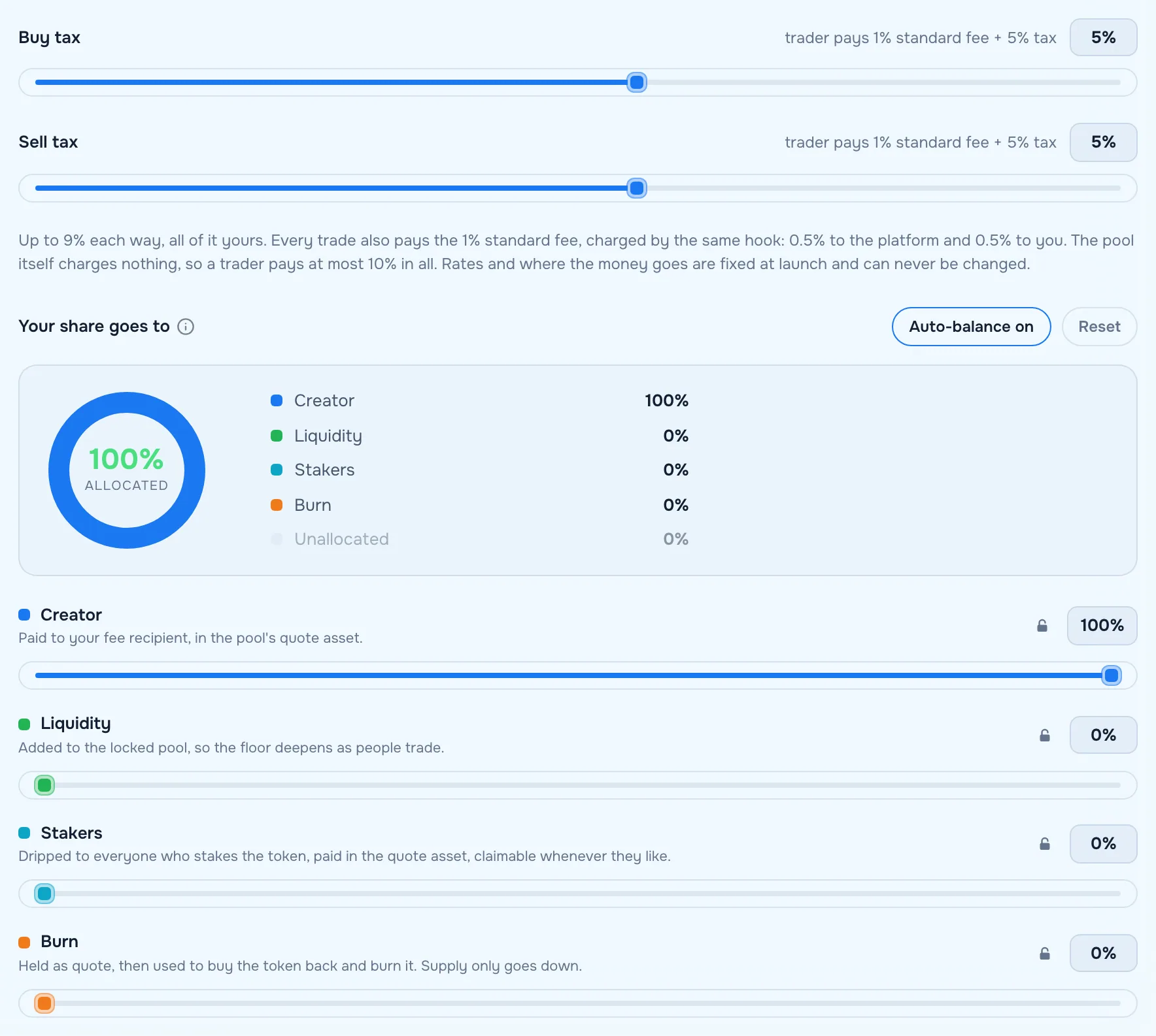 Advanced launch tax settings