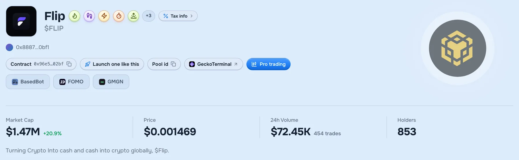 A token page header